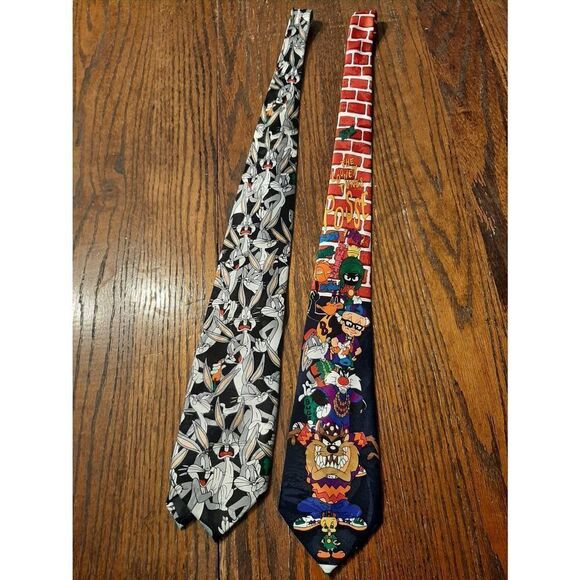 2 Vintage Looney Toons Neck Ties 1993 The Looney Tunes Posse and Bugs Bunny - Picture 1 of 7